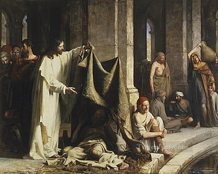 Christus heilt durch den Brunnen der Bethesda Religion Carl Heinrich Bloch Ölgemälde